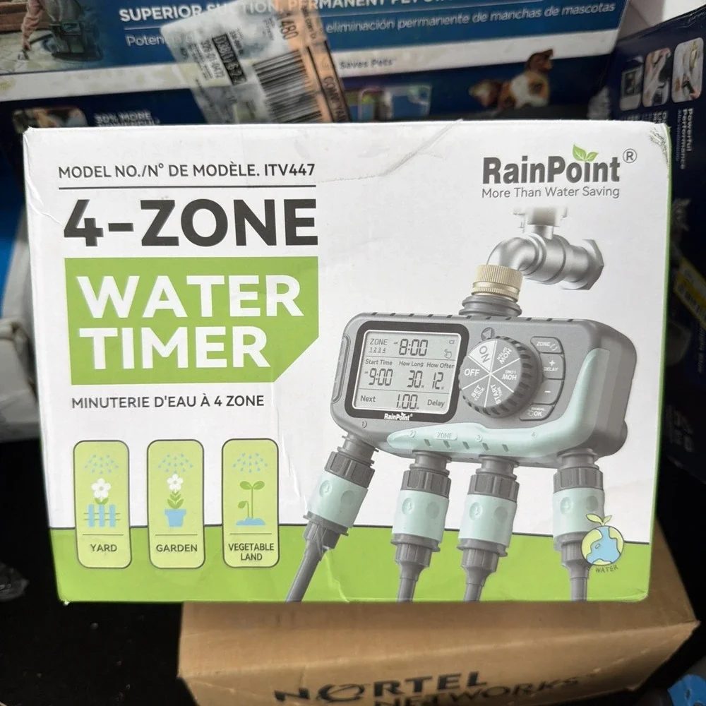 RainPoint ITV447 4-Zone/4-Outlet Digital Hose Tap Timer, LC Display, Waterproof